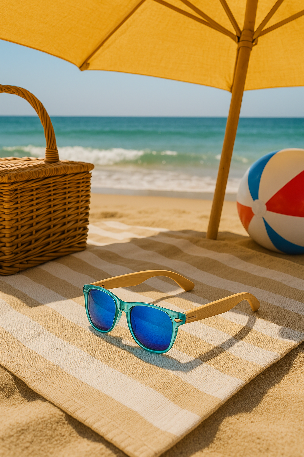 Sonnenbrille Natur ´Woody & Azurblau – Bild 2